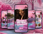 Girls Trip itinerary, itinerary template,  travel itineray, Birthday Weekend Invitation, Weekend Itinerary, Digital Schedule