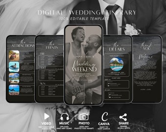 Digital Destination Wedding Invitation Itinerary, Travel Wedding Planning Template, Tropical Wedding Weekend, Schedule Abroad Getaway Trip