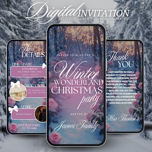 Christmas Party Invitation, Winter Wonderland Christmas Party Invite, Holiday Cocktail Party Dinner Template, Instant Download