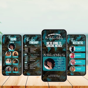 Digital Travel itinerary, itinerary template,  travel itineray, Birthday Weekend Invitation, Weekend Itinerary, Digital Schedule, Girls Trip