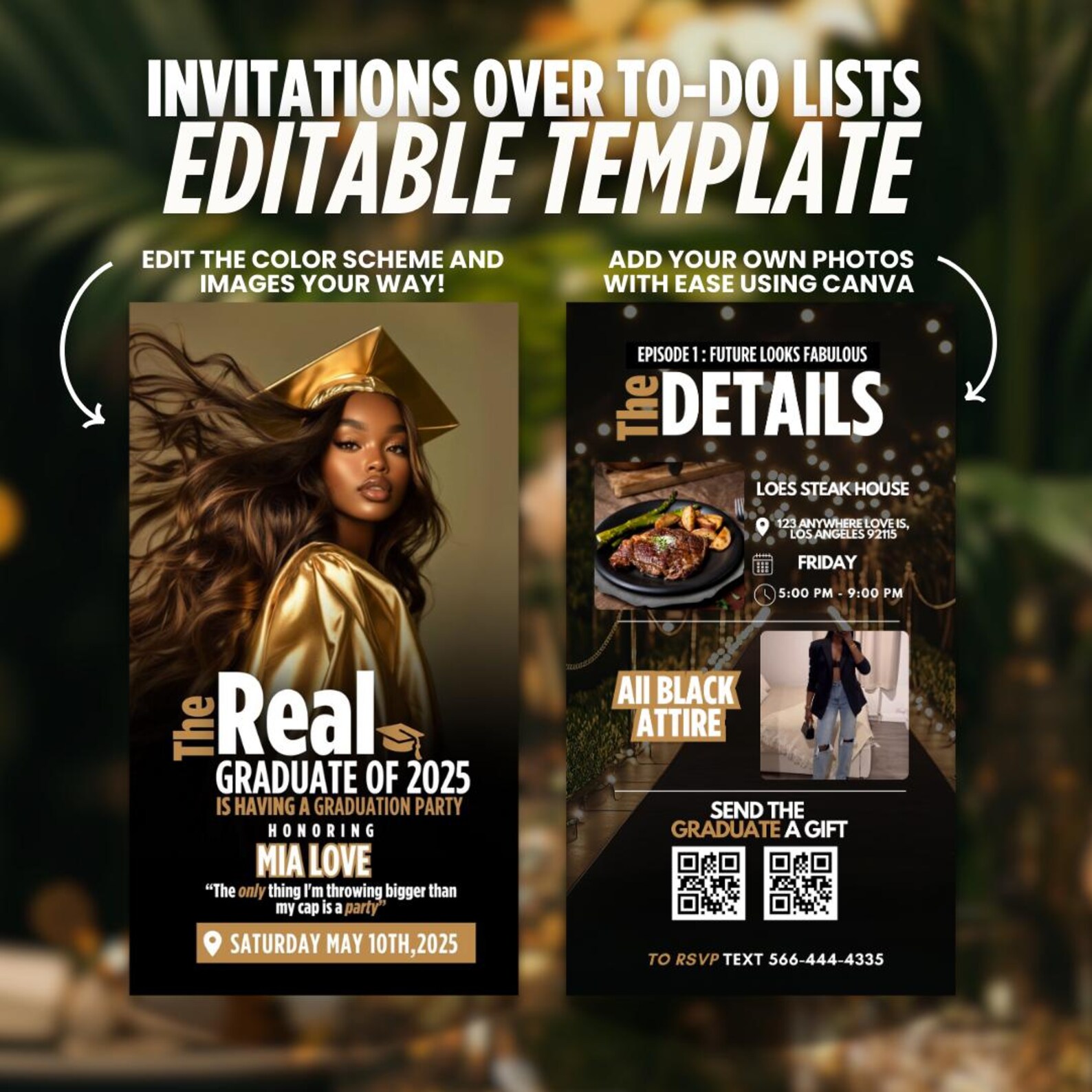 Class of 2026 Graduation Party Invite, Gold Glam Digital Grad ...