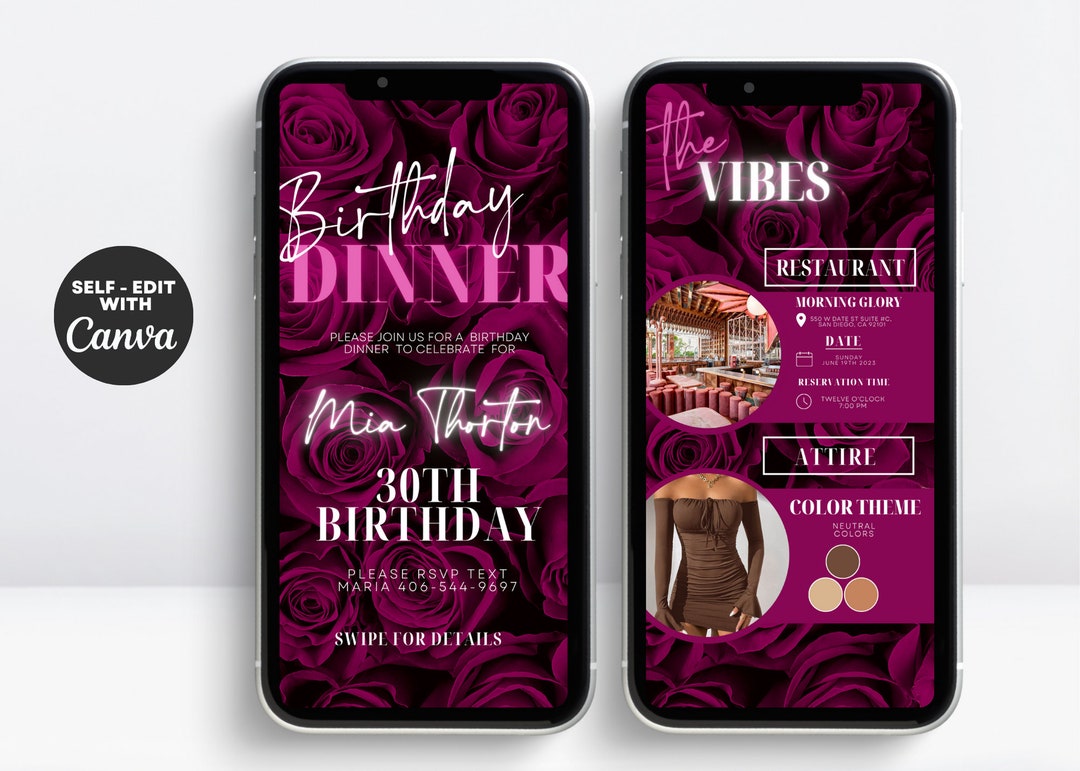 Digital Birthday Dinner Invitation Birthday Dinner Digital - Etsy