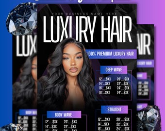 Editable Hair Salon Price List Template: Wig & Extension Pricing (DIY Canva Design)