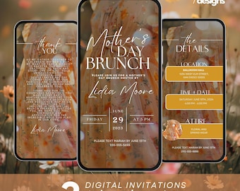 Boho Floral Mother's Day Brunch Invitation – Editable Animated Video Canva Invite, DIY Mom Celebration, Digital Party Invite
