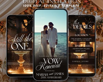 Vow Renewal Invitation: Elegant Anniversary Template (Digital Download)