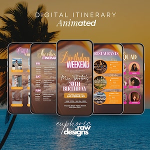 Girls Trip itinerary, itinerary template,  travel itineray, Birthday Weekend Invitation, Weekend Itinerary, Digital Schedule