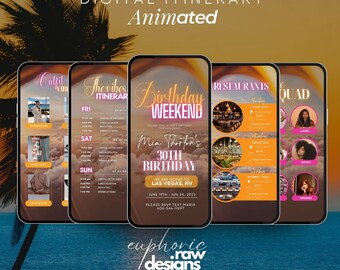 Digital Travel Itinerary, Itinerary Template, Travel Itineray, Birthday ...