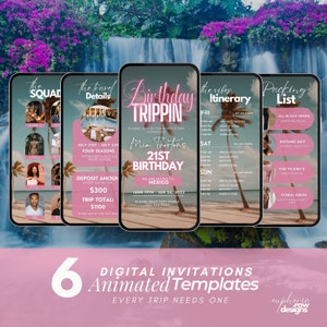 Digital Travel itinerary, itinerary template,  travel itineray, Birthday Weekend Invitation, Weekend Itinerary, Digital Schedule, Girls Trip
