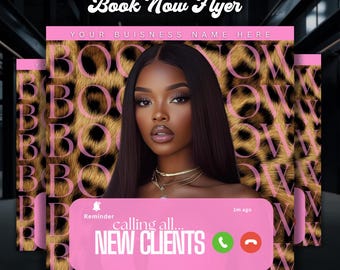 Editable Flyer, Canva Template, New Bookings Flyer, Leopard Monthly Bookings Flyer, Book Now Flyer, Appointments Flyer, Cheetah Print
