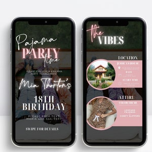 Digital Adult Pajama Party Invitation, Adult Slumber Party, Girl&#39;s Night in Invitation, Sleepover Party, Pajama Party Invite, tex evite