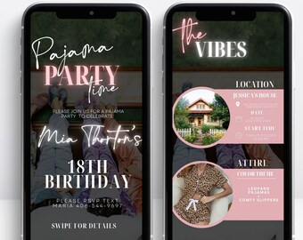 Adult Pajama Party Invitation, Girls Night In Invite, Slumber Party Evite, Editable Canva Template