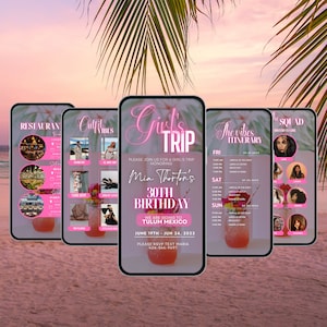 Girls Trip Itinerary, Itinerary Template, Travel Itineray, Birthday