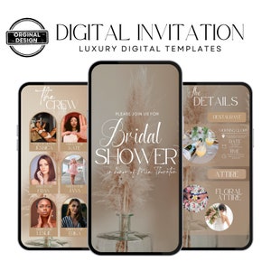 Boho Bridal Shower Invitation, Modern Bridal Shower Invite, Pale Pink Bridal Shower, Editable Boho Bridal Shower Template, Digital Invite