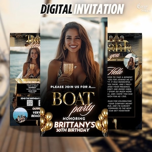 Boat Party Invitation, Animated Yacht Party Evite,Digital Yacht Beach Cruise Birthday Invite, Summer Sailing, DIY Editable Photo Template