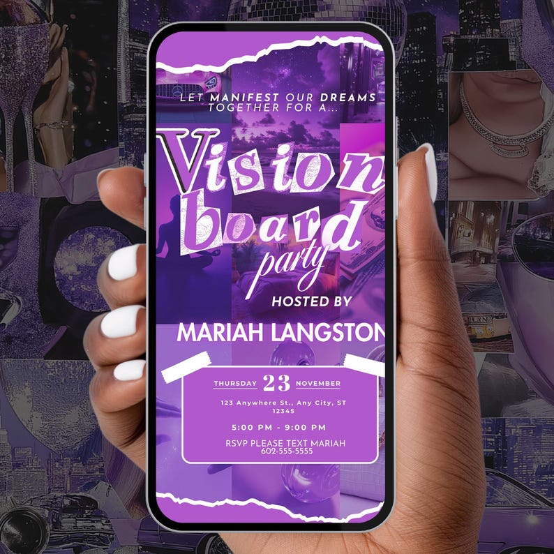 2025 Vision Board New Years Party Invitation, Manifestation Gathering, Dream Board Girls Night