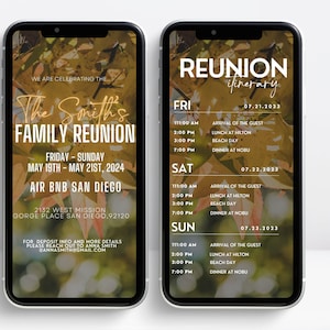 Digital family reunion trip itinerary, family reunion invitaiton, family party invitation, family trip itinerary, family reunion invite