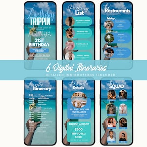 Digital Travel Itinerary, Itinerary Template, Travel Itineray, Birthday ...