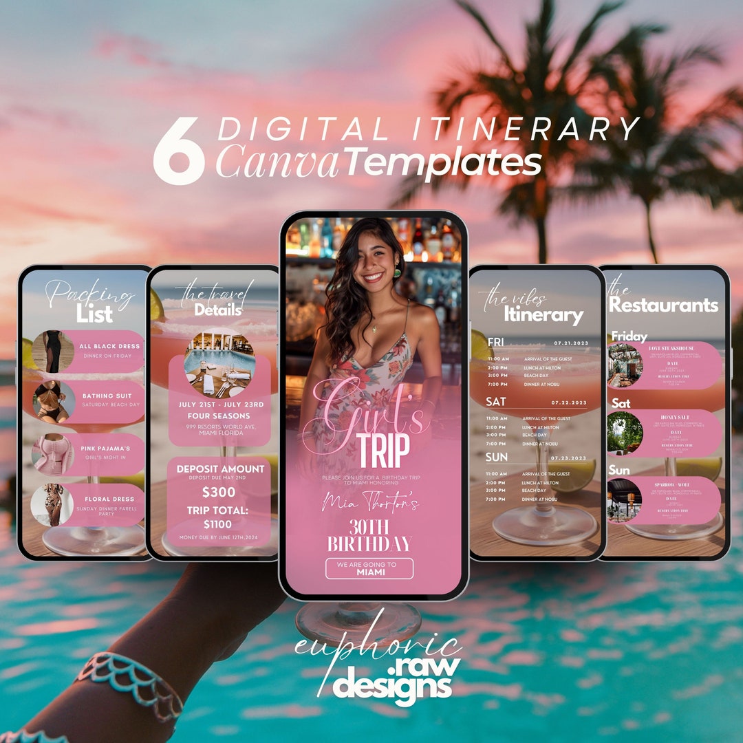 Birthday Weekend Itinerary Template, Weekend Trip Itinerary, Girls Trip Birthday Weekend Itinerary Template, Weekend Trip Itinerary, Girls Trip