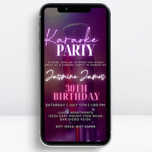 Karaoke Birthday Invitation, Music party Invitation, Singing party, Digital Karaoke party, Karaoke Invite, email invitation, Singing Party