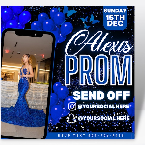 Editable Prom Flyer Dress Reveal, Prom Party Flyer, Prom Invitations, Custom Prom Invite, Creative Prom Invite, Custom Prom Invites