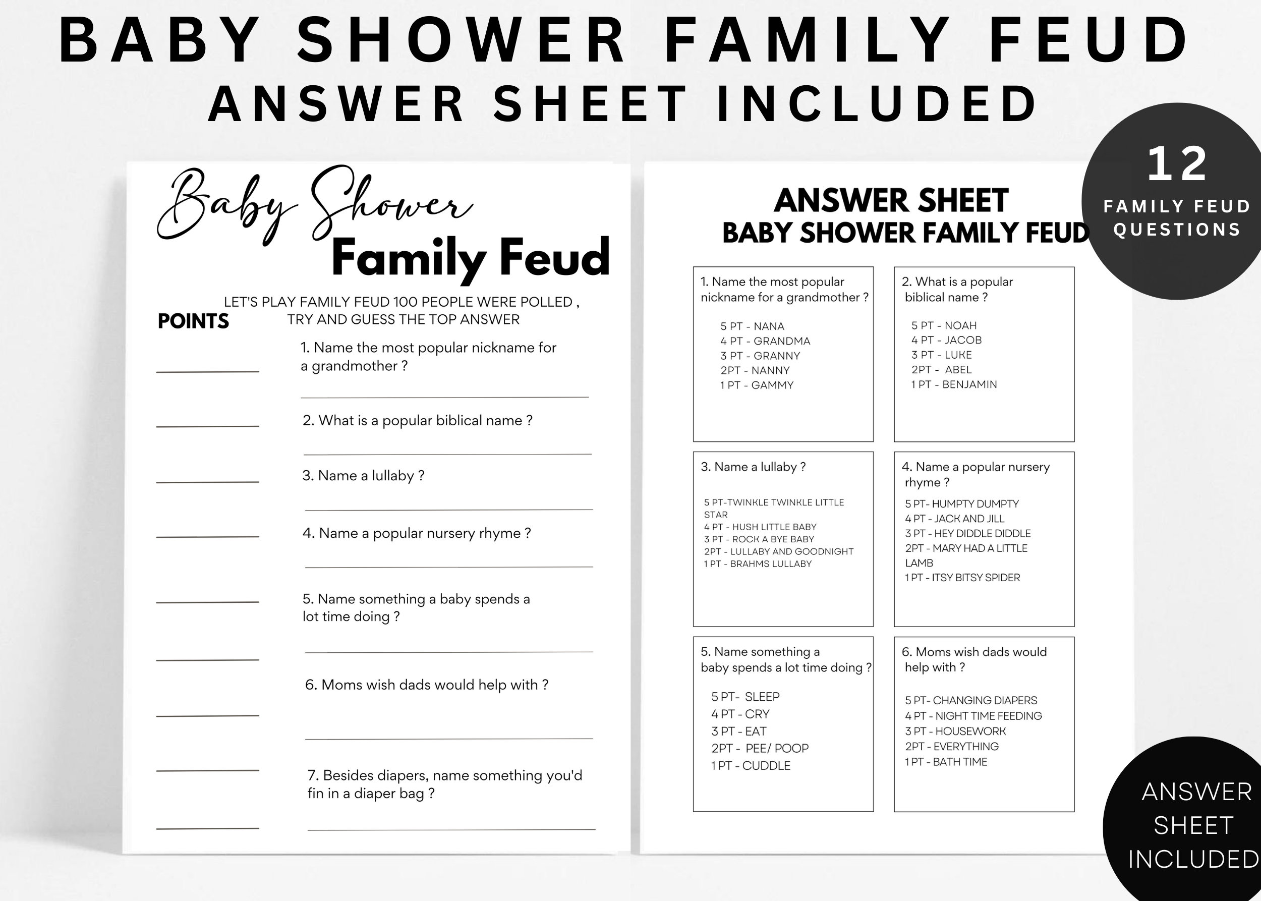 Baby Shower Coed Games Family Feud Game Baby Shower Games Etsy Australia