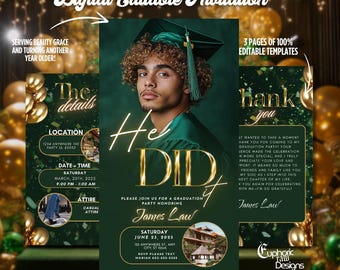 Invito alla festa di laurea, classe 2026, invito digitale animato per ragazzi, modello universitario, cartolina elettronica verde "Ce l'ha fatta" per la scuola superiore