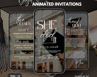 Graduation Video Invitation, Animated Grad Announcement, Graduation Invite, Graduation Invite, Graduation Party Invitation, Grad Party