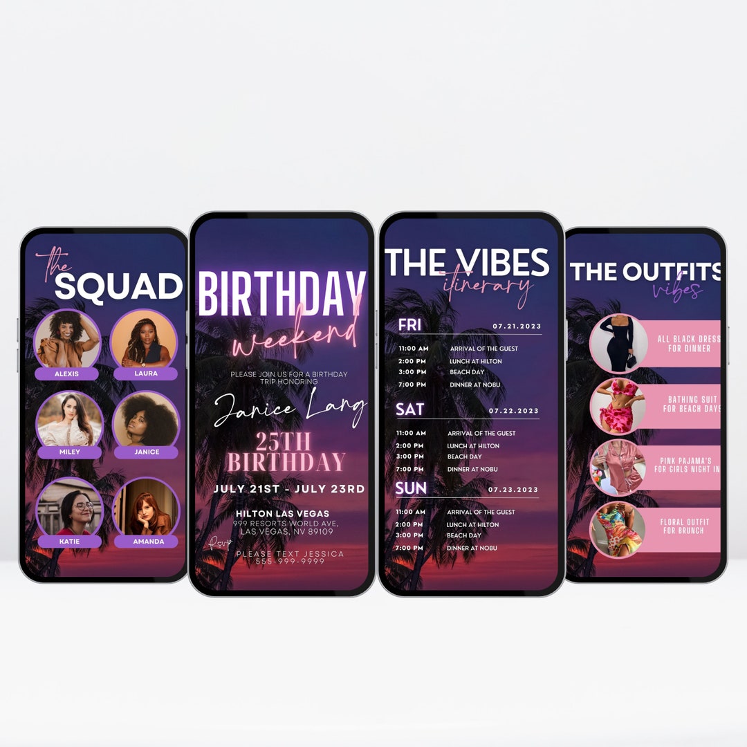 Digital Travel Itinerary, Itinerary Template, Travel Itineray, Birthday ...