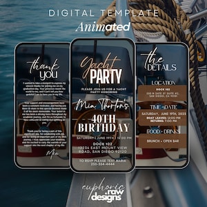 Uitnodiging jachtfeest, uitnodiging bootfeest, cruiseroute, jachtuitnodiging, bootuitnodiging, verjaardagsuitnodiging zomerbootfeest