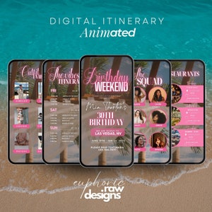 Girls Trip itinerary, itinerary template,  travel itineray, Birthday Weekend Invitation, Weekend Itinerary, Digital Schedule