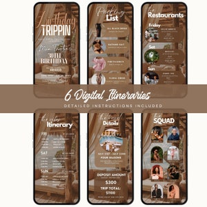 Digital Travel Itinerary, Itinerary Template, Travel Itineray, Birthday ...