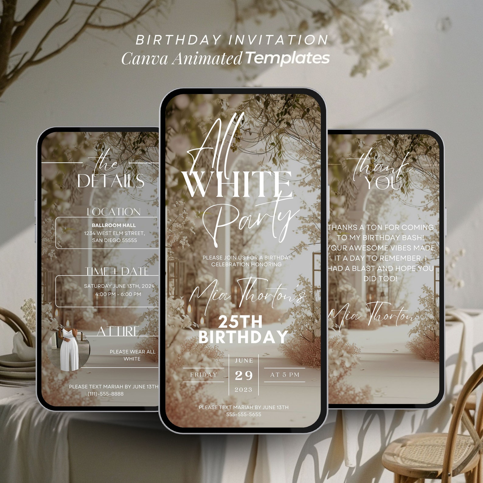All White Party Invitation, Birthday Dinner Invite, All White Birthday ...