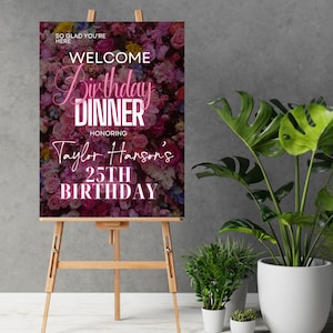 Birthday Dinner Welcome Sign, Printable Sign, Birthday Sign, Welcome Dinner Sign, Editable Sign Template, Editable Sign, Birthday Template