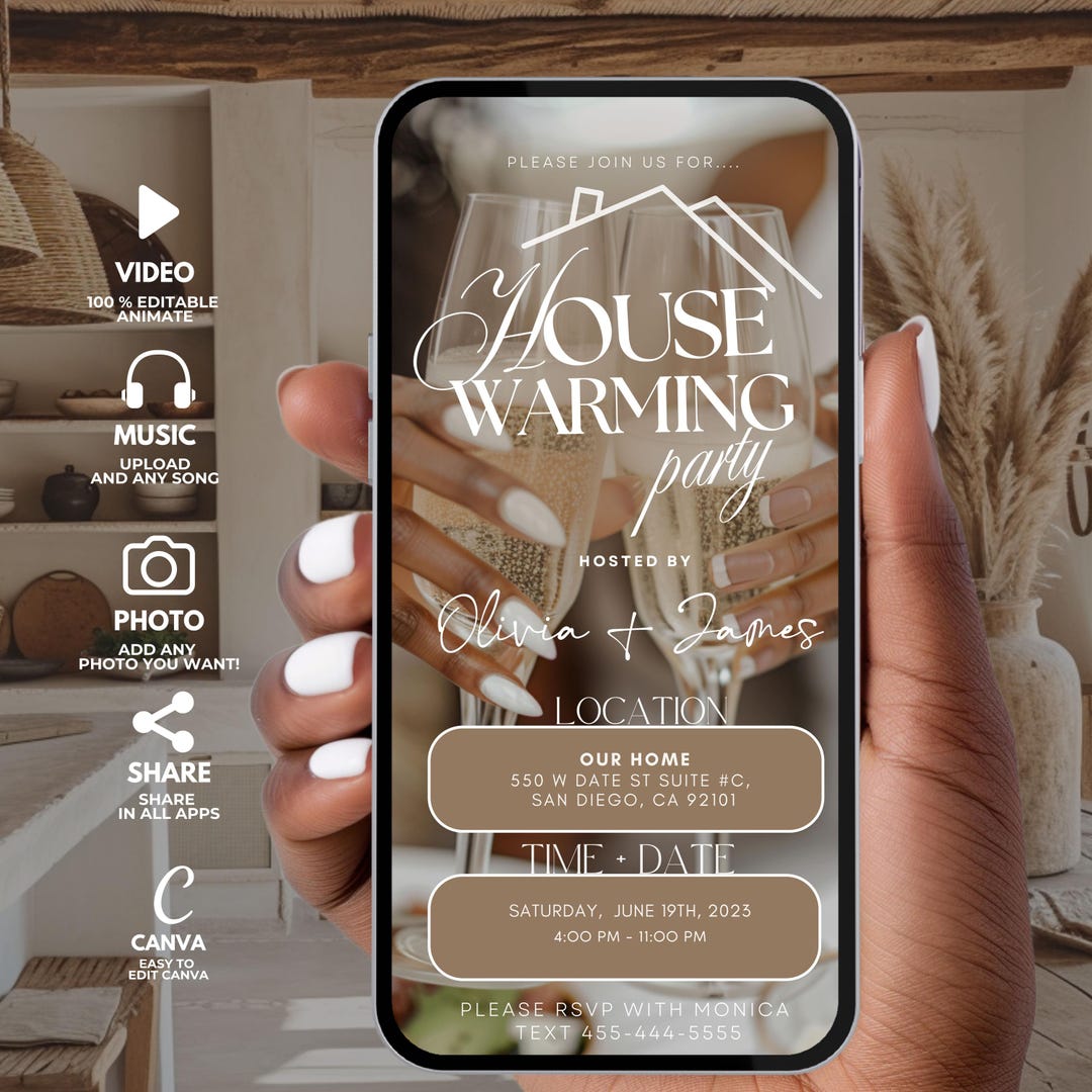 Digital Housewarming Party Invite, New Home Celebration, House Warming ...