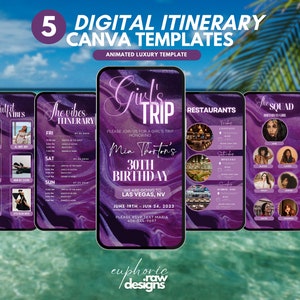 Digital Birthday Weekend, Vacation Planner, Travel Guide, Packing List, Girl&#39;s Trip Schedule, Weekend getaway, Editable Planner for Vacation