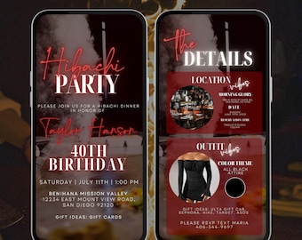 Digital Hibachi Invitation, Birthday Dinner Invite, Japanese Restaurant, Hibachi Party, Hibachi Night, Email Invitation, Hibachi Template
