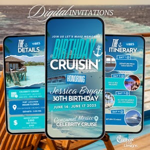Digital Birthday Cruise Itinerary, Weekend Ship Invitation, Cruise 2025 Vacation Template, Caribbean Travel Planner, Girls Trip  Boat Party