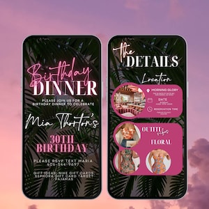Digital Birthday Dinner invitation, Birthday Dinner, Digital Birthday Party Invite, Editable Template, Text, Birthday Party, text evite