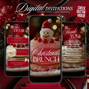Digital Christmas Brunch Invitation, Festive Brunch Friendmas Evite, Holiday Party Invite Template, Animated Office Work Party Editable