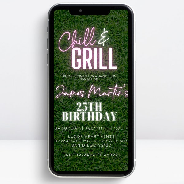 Digitale Grill-Geburtstags-Einladung, Grill-Geburtstags-Party-Einladung, Grill-Einladung, Grill-Geburtstags-Party, Grill-Einladung