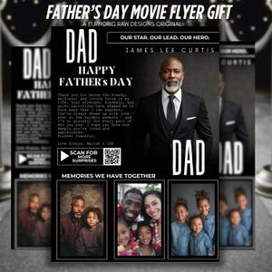 Regalo editable azul para el Día del Padre, póster "Amor de padre", marco "El mejor papá del mundo", póster de película "Regalos para papá", plantilla de Canva para papá