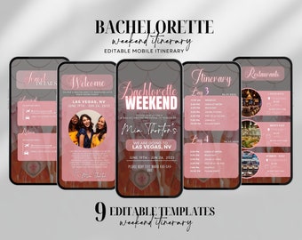 Digital Bachelorette Weekend, Travel itinerary, bachelorette planner, Travel Template, bachelorette Itinerary, Digital Schedule, Girls Trip