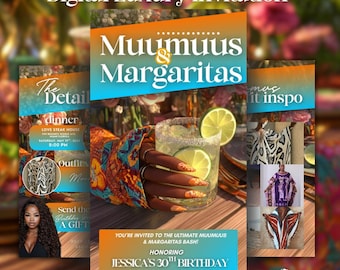 Muumuus & Margs Invitation, MooMoos Pajama Editable Canva Template, Girls Night In, Margaritas Sleepover Muumuus Party, Digital Download