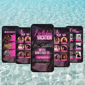 Birthday Weekend Itinerary Template, Weekend Trip Itinerary, Girls Trip Planner, Video Birthday Invite, Digital Itinerary, Girls Trip