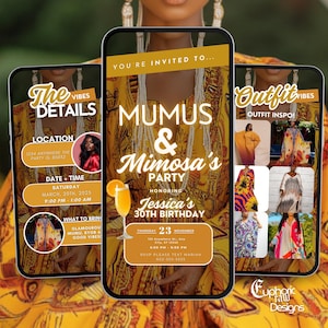 Digital Mumus Birthday Mimosa Party Invitation, Brunch Party Evite Template, muumuus Dinner Invite, Girls Night MooMoo Social Media Template