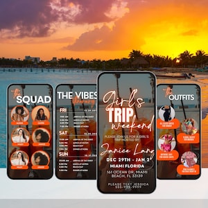 Birthday Weekend Digital Travel itinerary, itinerary template,  travel itineray, Birthday Weekend Invitation, Weekend Itinerary, Girls Trip