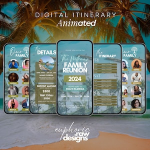 Digital Family Reunion itinerary, family reunion Invite family reunion invitation, reunion invitation, family trip, Travel itinerary