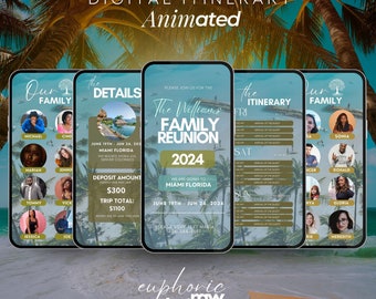 Digital Family Reunion itinerary, family reunion Invite family reunion invitation, reunion invitation, family trip, Travel itinerary