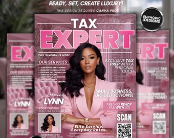 Tax Refund Flyer Template, Modern Tax Season Magazine Flyer, Editable Tax Prep Design, Accountant Marketing Template, Business Canva Flyer