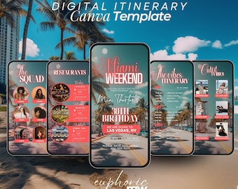 Birthday Girls Trip Itinerary: Miami Vacation Animated Invitation (Digital)